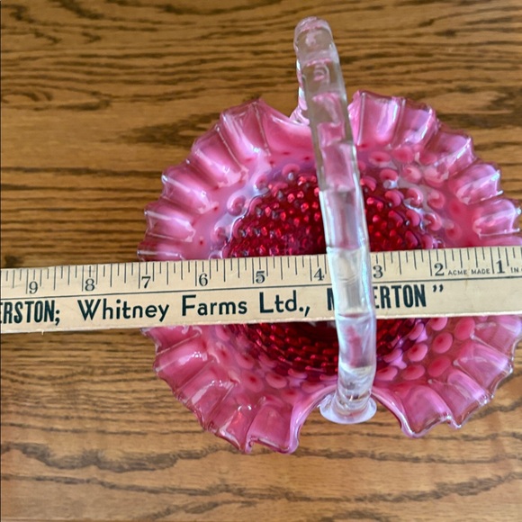 Fenton Hobnail Cranberry Glass Basket - Picture 8 of 8